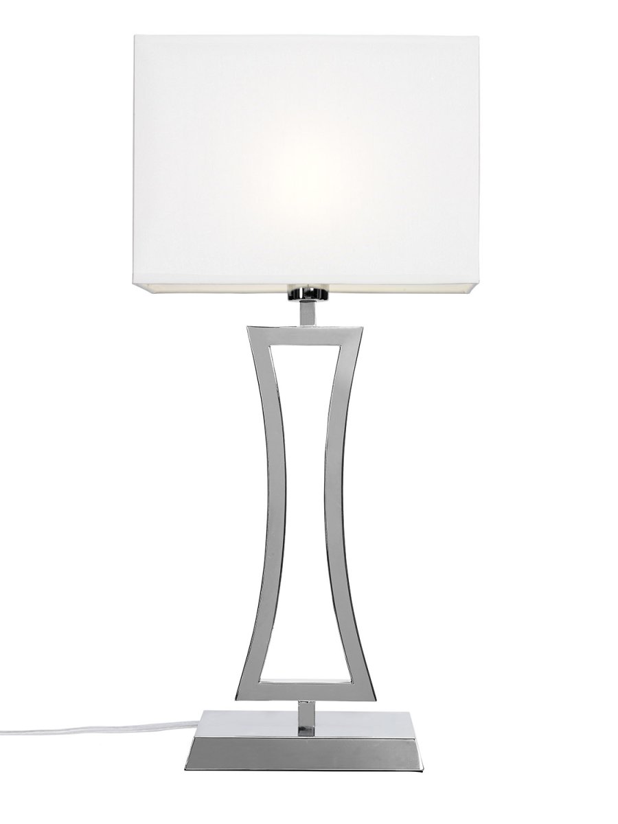 Belgravia 54cm Chrome lampe de table De Cottex - La forme unique de la base de la lampe lui donne du caractère et en fait un détail accrocheur sur le bureau ou la table d'appoint.