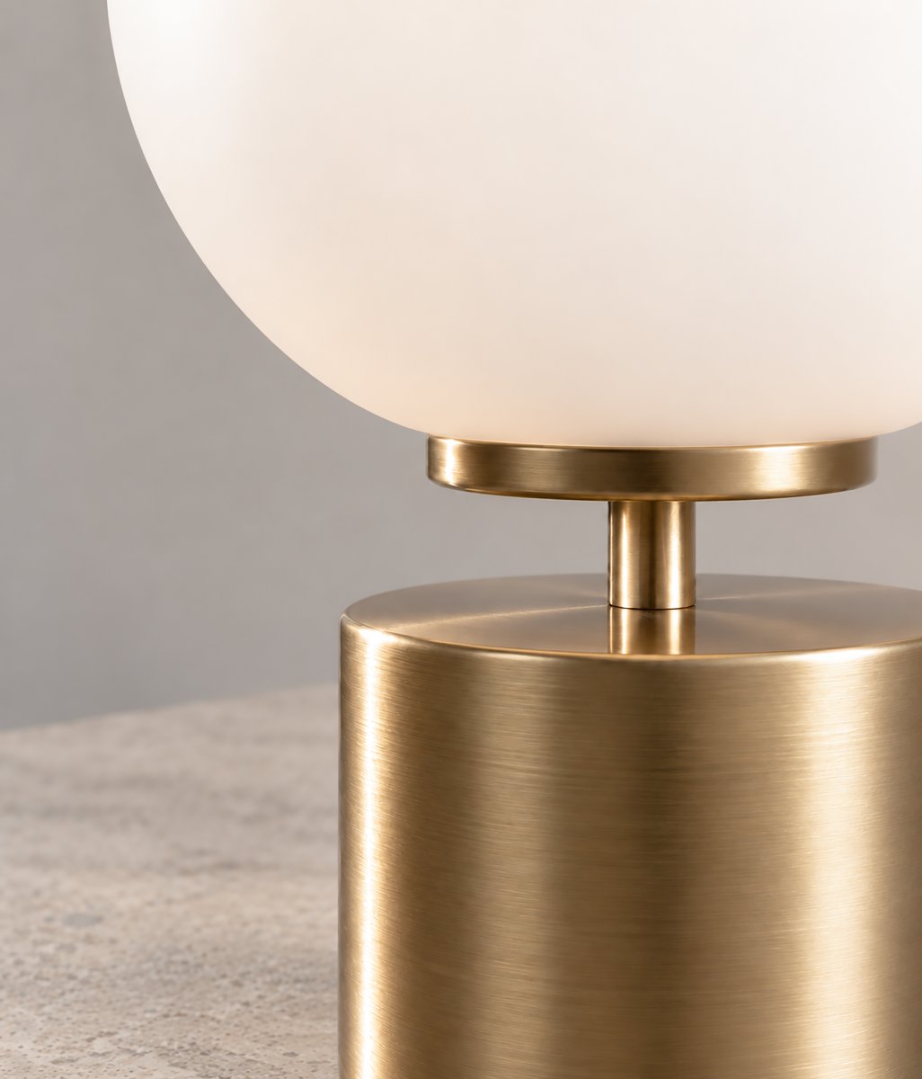 Ballon 24cm Laiton lampe de table De Herstal - Ce dernier diffuse une lumière douce et agréable, créant une ambiance chaleureuse et accueillante.