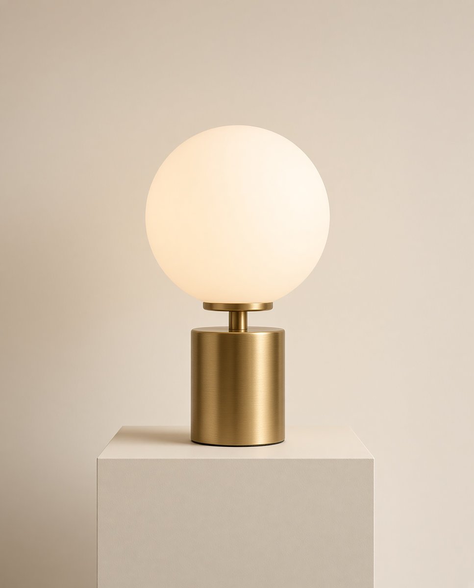 Ballon 24cm Laiton lampe de table De Herstal - Ce dernier diffuse une lumière douce et agréable, créant une ambiance chaleureuse et accueillante.