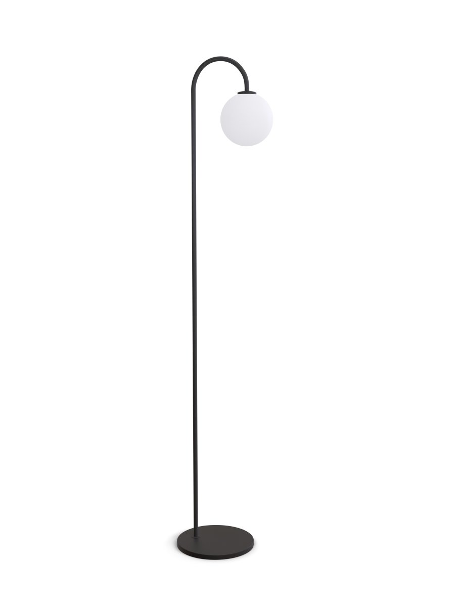 Ballon Noir lampadaire De Herstal - Con&ccedil;u pour instaurer une ambiance sereine et styl&eacute;e, il est fourni avec un c&acirc;ble de 2 m, un variateur et une prise.