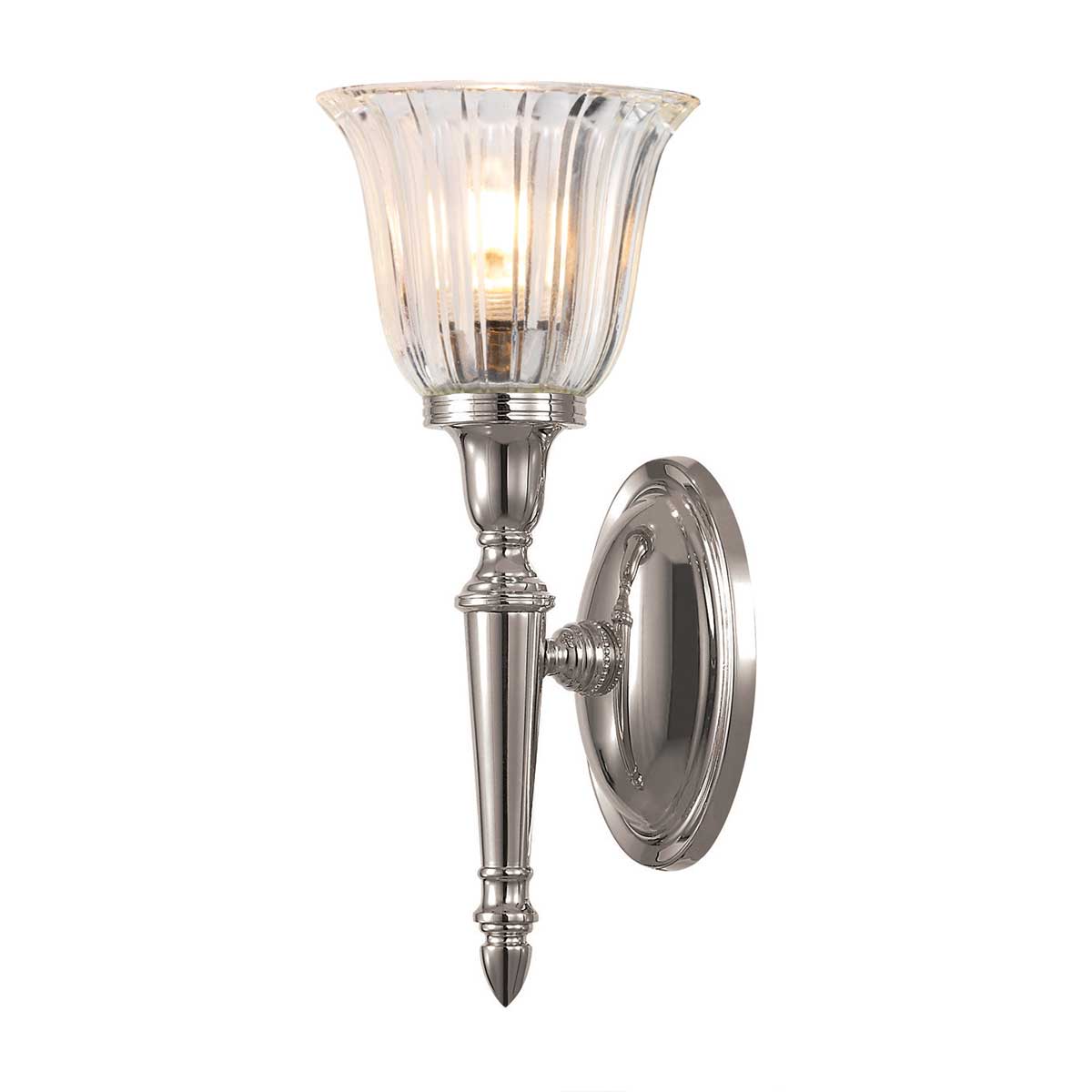 Dryden 33cm Nickel poli lampe de salle de bain De Elstead Lighting - La lampe est disponible en plusieurs finitions, telles que le chrome poli, le nickel poli et le laiton poli, offrant une flexibilité en termes de style et de décoration.