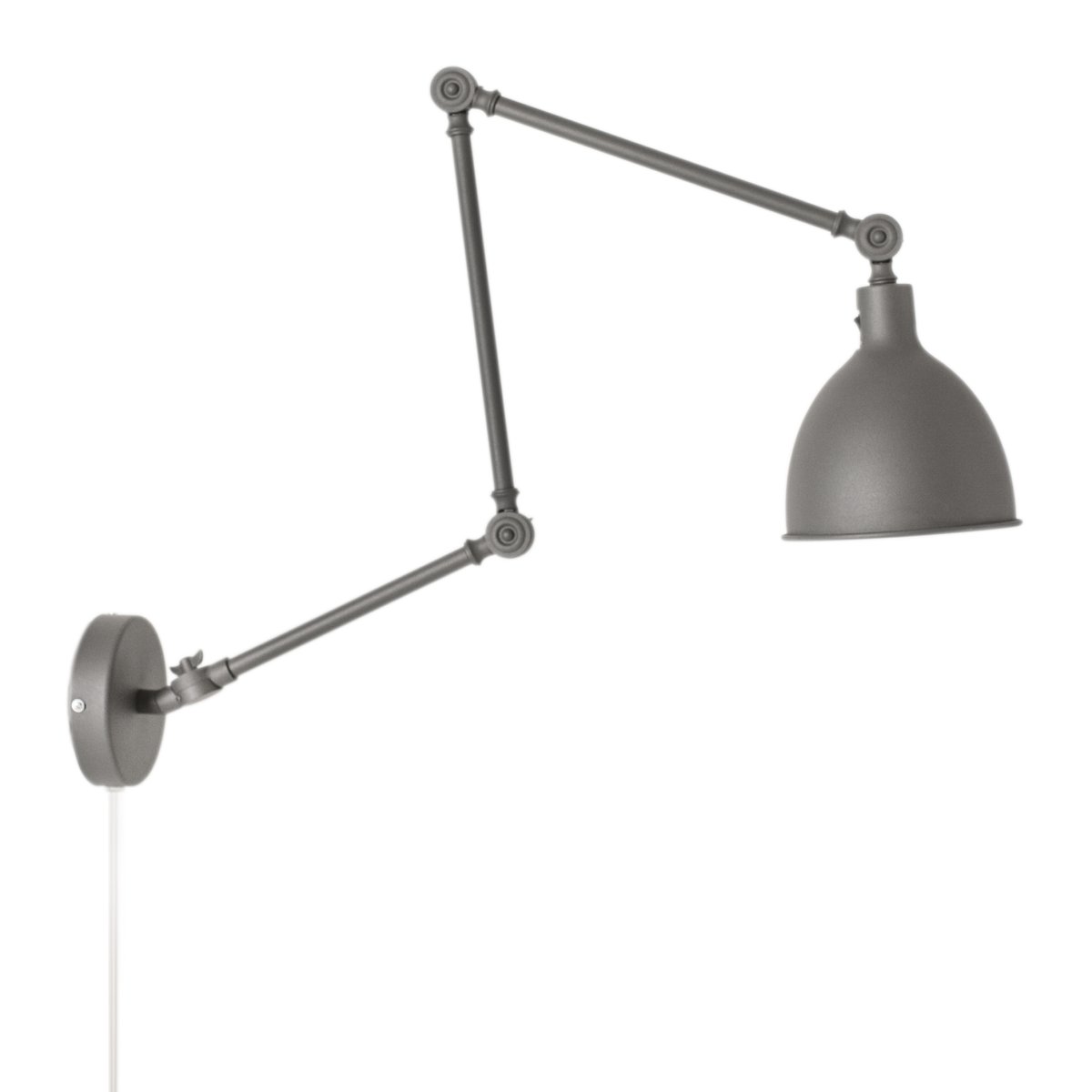 Bazar 122cm Gris applique murale De By Rydéns - Avec ses articulations flexibles et sa t&ecirc;te de lampe r&eacute;glable, Bazar est parfaite comme lampe de lecture dans la chambre et comme source de lumi&egrave;re au-dessus du comptoir de la cuisine.