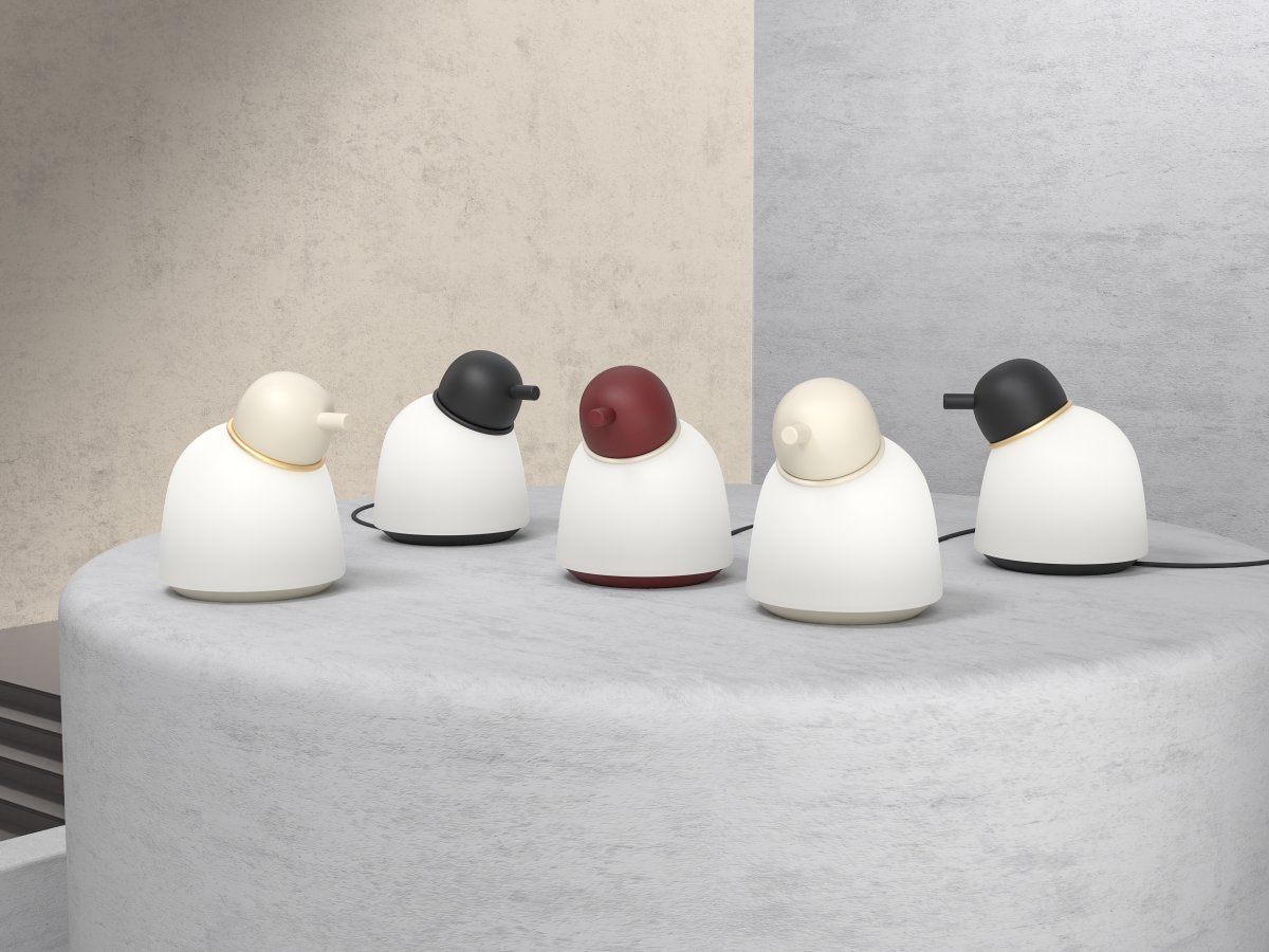 Bird 22cm Sable/laiton lampe de table De Belid - 
