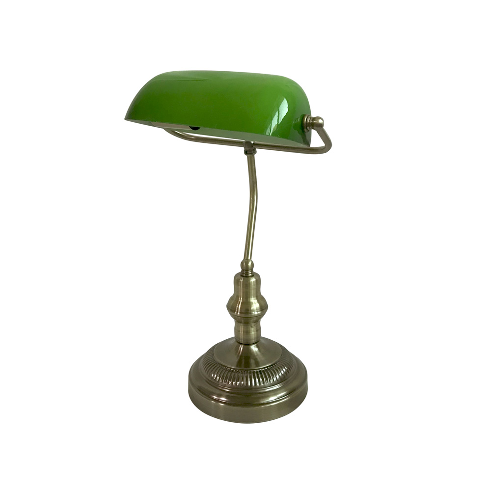 Boa 40cm Laiton antique lampe de bureau De Lampan - Livr&eacute;e avec un c&acirc;ble en plastique transparent de 1,5 m de long, un interrupteur et une prise.