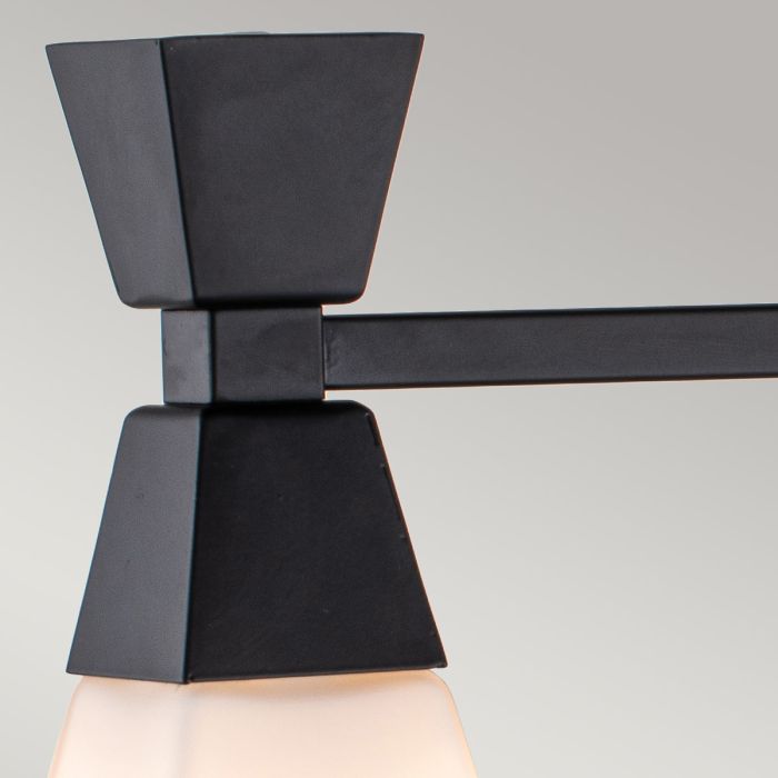 Bowtie 57cm Noir lampe de salle de bain De Elstead Lighting - L'applique murale Bowtie noir mat est une lampe de miroir moderne avec protection IP44 et convient donc aux salles de bains, mais aussi à d'autres espaces intérieurs tels que les buanderies ou les toilettes invités.