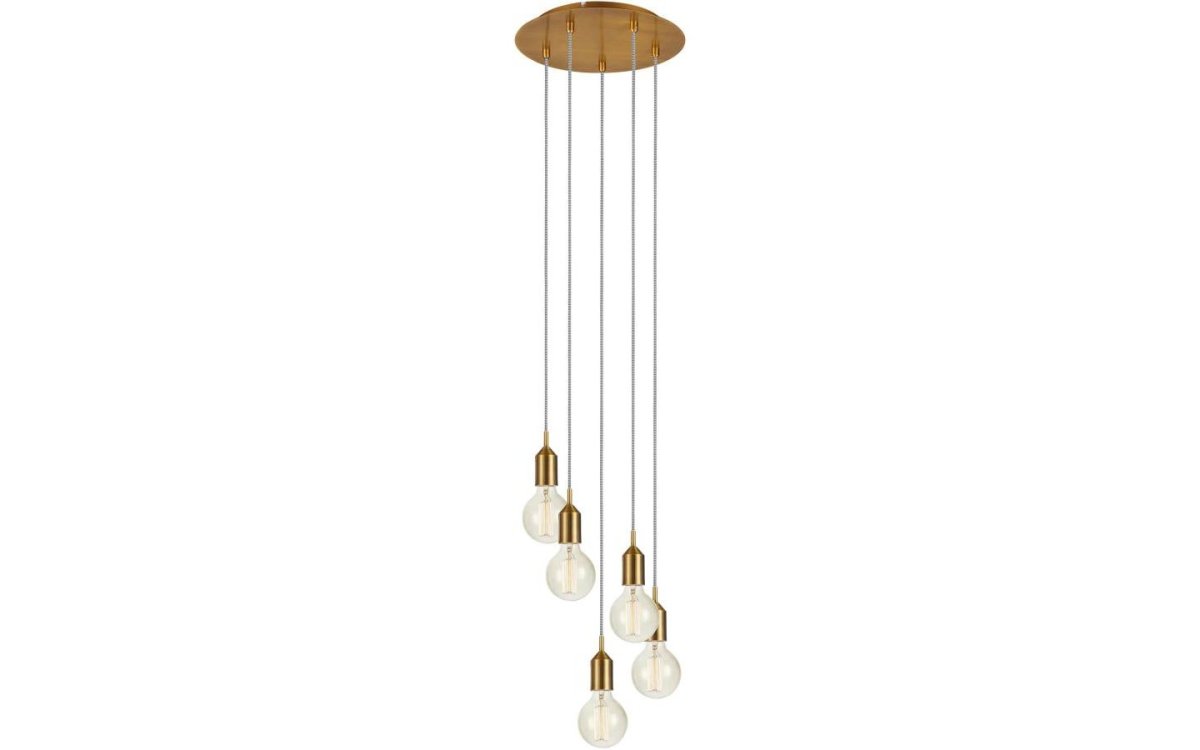 Bronx Ø32 Bronze suspension De Markslöjd - Chaque douille est &eacute;quip&eacute;e d'un c&acirc;ble textile noir et blanc de 1,5 m&egrave;tre de long, vous permettant d'ajuster facilement la hauteur des lampes &agrave; votre convenance.