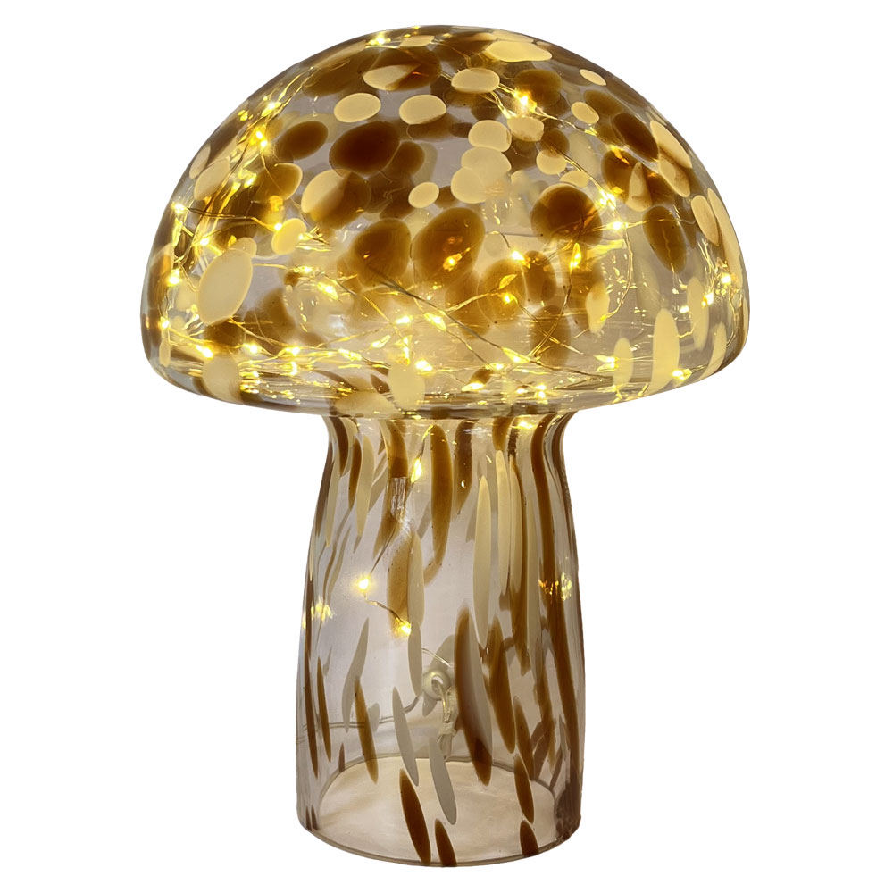 Mushroom 23cm Brun lampe de table De Pixie Design - La lampe champignon de Pixie Design a un beau design avec une surface marbr&eacute;e en marron et blanc.