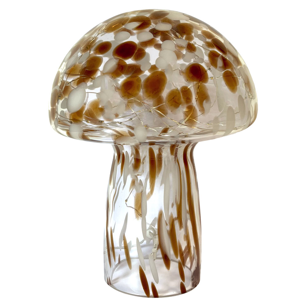 Mushroom 23cm Brun lampe de table De Pixie Design - La lampe champignon de Pixie Design a un beau design avec une surface marbr&eacute;e en marron et blanc.