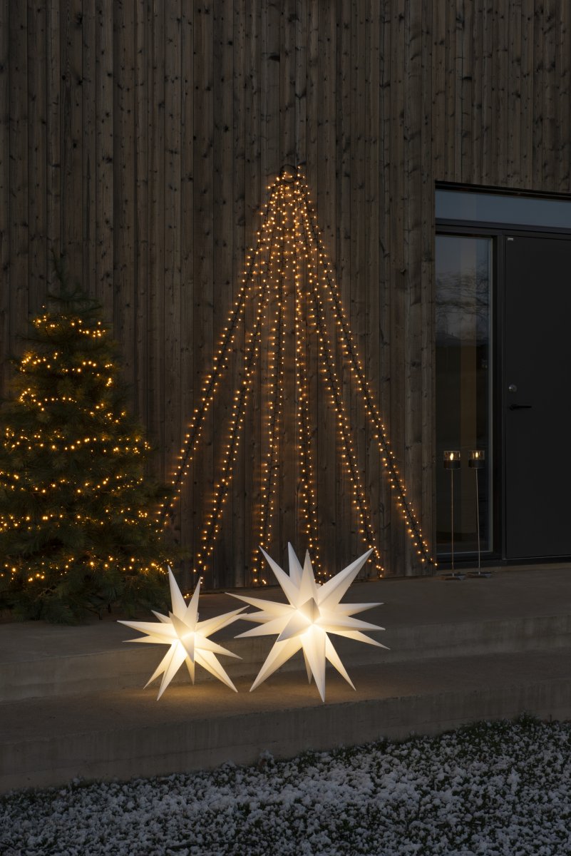 Étoile 3D Ø60 Blanc De Konstsmide - Adapt&eacute;e &agrave; une utilisation int&eacute;rieure et ext&eacute;rieure, cette &eacute;toile est une magnifique d&eacute;coration de No&euml;l pour une entr&eacute;e, une fa&ccedil;ade ou une fen&ecirc;tre.