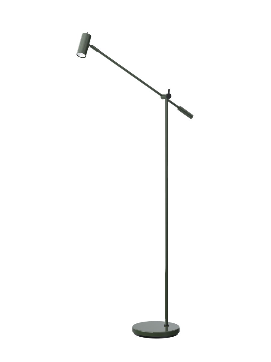 Cato dimbar Vert forêt lampadaire De Belid - Avec une hauteur réglable de 100 à 134 cm, un abat-jour de 4 cm de diamètre et un pied de lampe robuste de 20 cm, Cato allie parfaitement forme et fonctionnalité.
