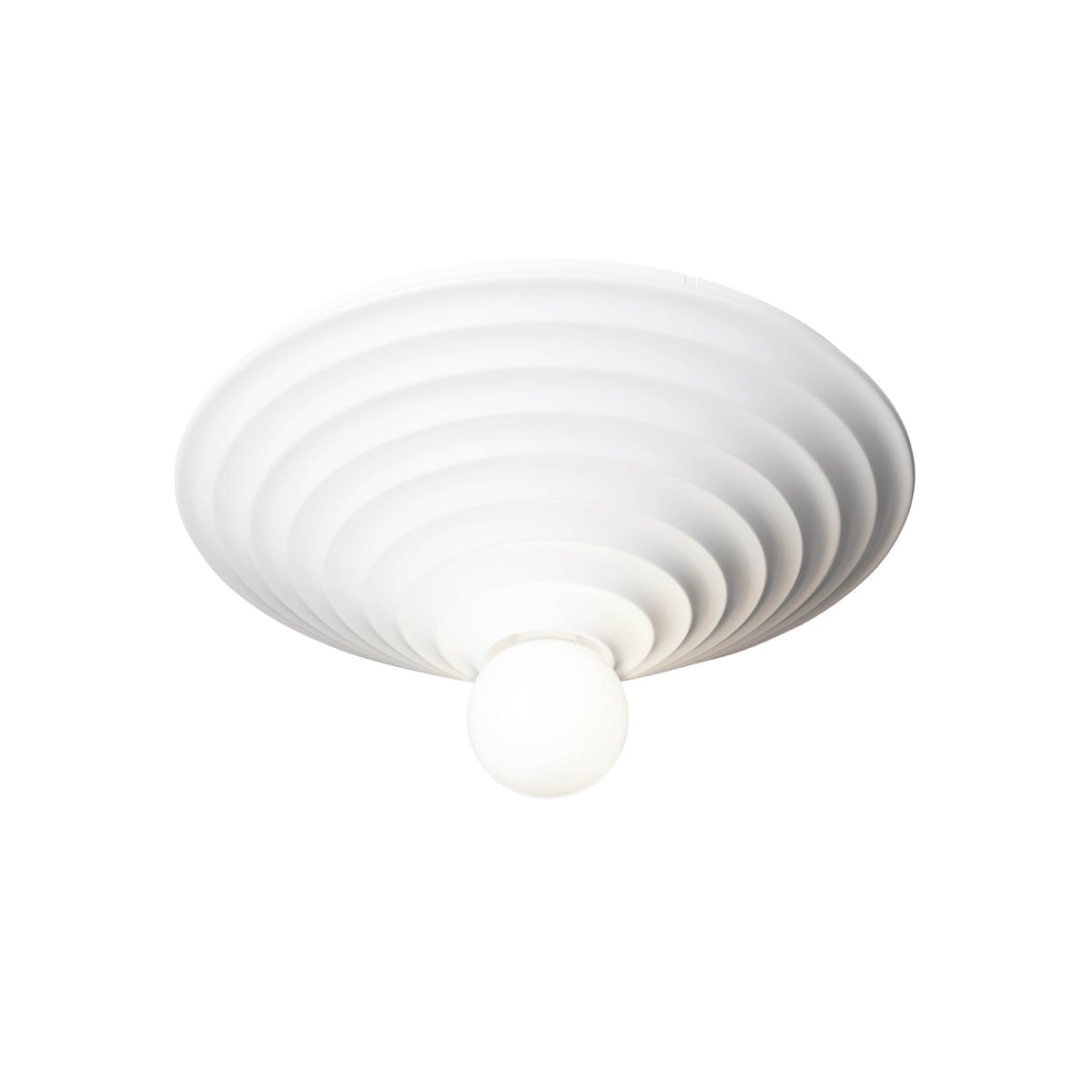 Loop Ø45 Blanc plafonnier De CO Bankeryd - En particulier, utilisez une source lumineuse plus grande et dépolie ; La lampe produit une lumière générale douce ou une lueur diffuse et atmosphérique lorsqu'elle est tamisée.