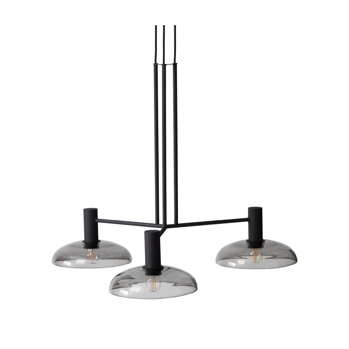 Ufo Circle 80cm Noir suspension De CO Bankeryd - La couleur noire avec trois abat-jour en verre fumé exprime une conscience de style harmonieuse.