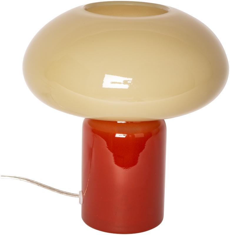 Glas 23cm Rouge/beige lampe de table De Eja - Sa lumière douce crée une ambiance agréable et en fait un objet décoratif idéal sur une table d'appoint, un rebord de fenêtre ou une table de chevet.