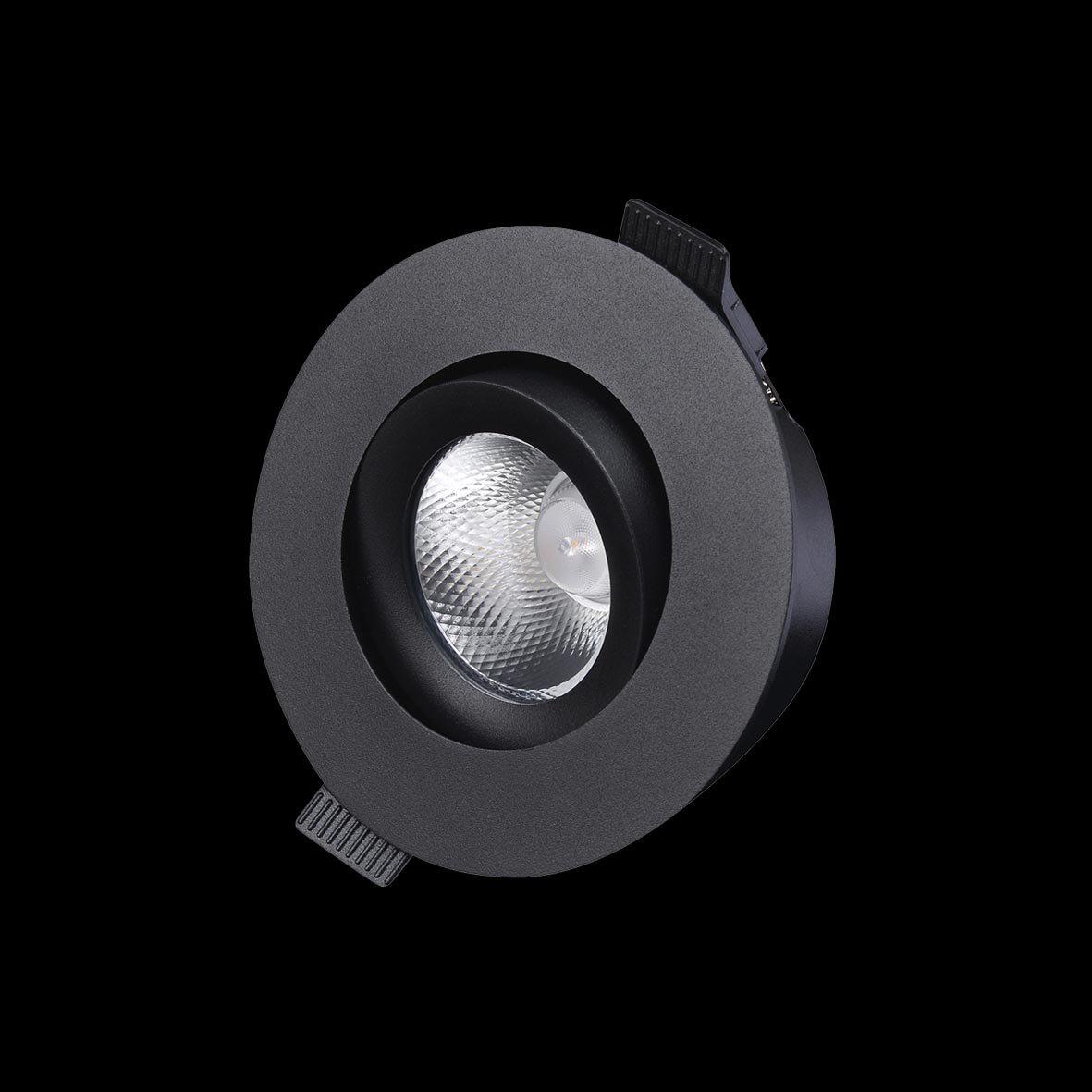 D-007 Downlight 3000K Noir De Designlight - Le driver et la bo&icirc;te de jonction (inclus) sont con&ccedil;us pour une utilisation avec des &eacute;crans plats de 28 mm et des dalles de plafond de 12 &agrave; 13 mm d'&eacute;paisseur.