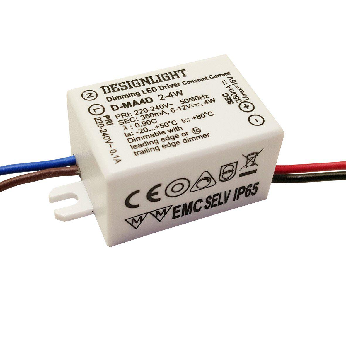 D-MA4D alimentation dimmable De Designlight - Ce driver de 4 W au design minimaliste est idéal pour une installation dans des boîtiers encastrés A/B ou RED, ou pour un montage par vis en tant que luminaire extérieur.