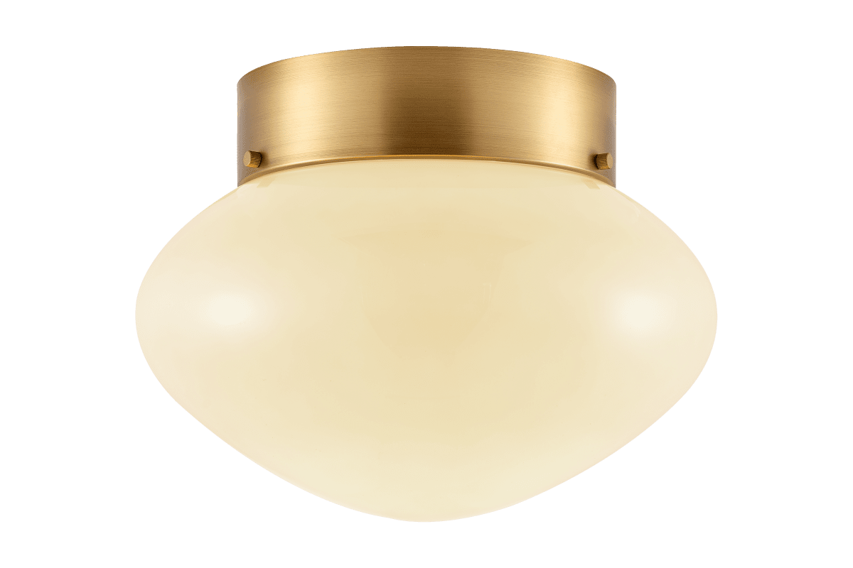  Veno Ø30 laiton antique/beige plafonnier De Aneta Lighting - Le plafonnier Veno s&eacute;duit par sa forme douce et arrondie, alli&eacute;e &agrave; des mat&eacute;riaux &eacute;l&eacute;gants et des couleurs chaudes.