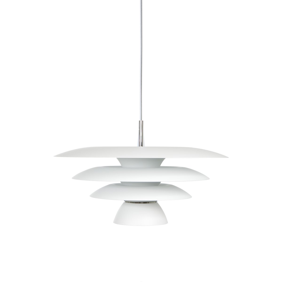 DaVinci Ø43 Blanc mat suspension De Belid - Elle se compose de trois abat-jour de tailles diff&eacute;rentes, cr&eacute;ant ainsi un style expressif et sophistiqu&eacute;.