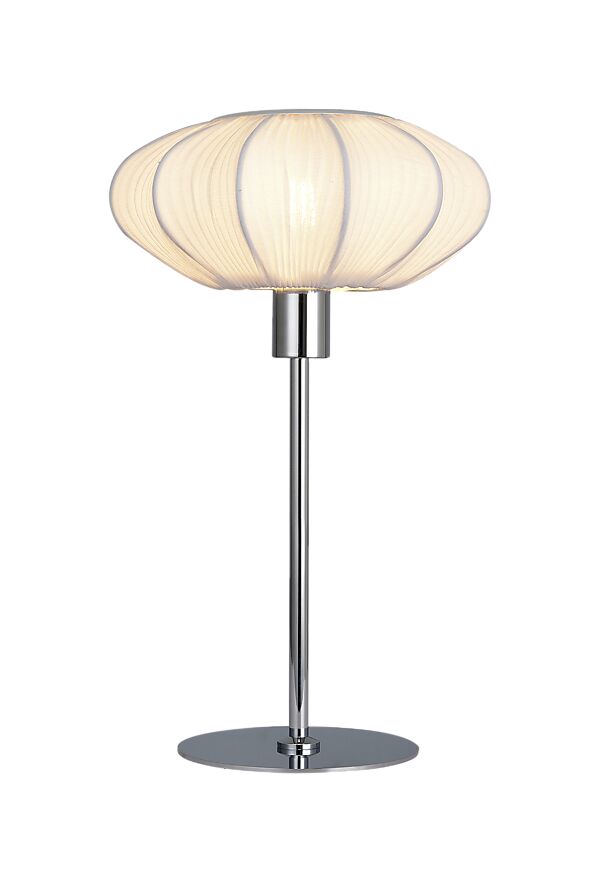 Mamsell 37cm Chrome lampe de table De Aneta Lighting - La lampe de table Mamsell est recouverte d'un tissu extensible finement plissé, qui fournit une lumière agréable et légèrement tamisée.