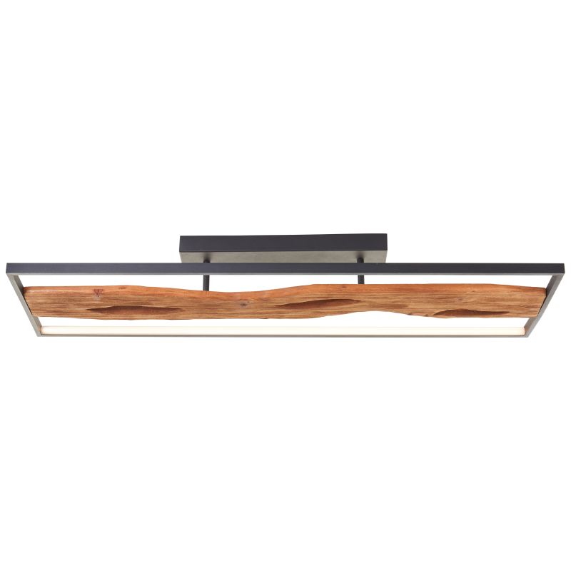 Chaumont 100cm Bois plafonnier De Brilliant - Avec une puissance de 48 W et un flux lumineux de 6&nbsp;600 lumens, il offre un &eacute;clairage puissant dans la pi&egrave;ce, tandis que sa lumi&egrave;re blanc chaud de 3&nbsp;000 Kelvin cr&eacute;e une atmosph&egrave;re chaleureuse.