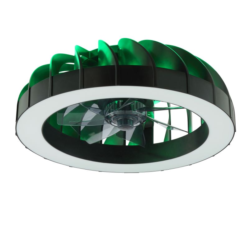 Fanora Ø46 Noir De Brilliant - La luminosit&eacute;, la temp&eacute;rature de couleur, les effets RVB et la vitesse du ventilateur sont facilement r&eacute;glables.