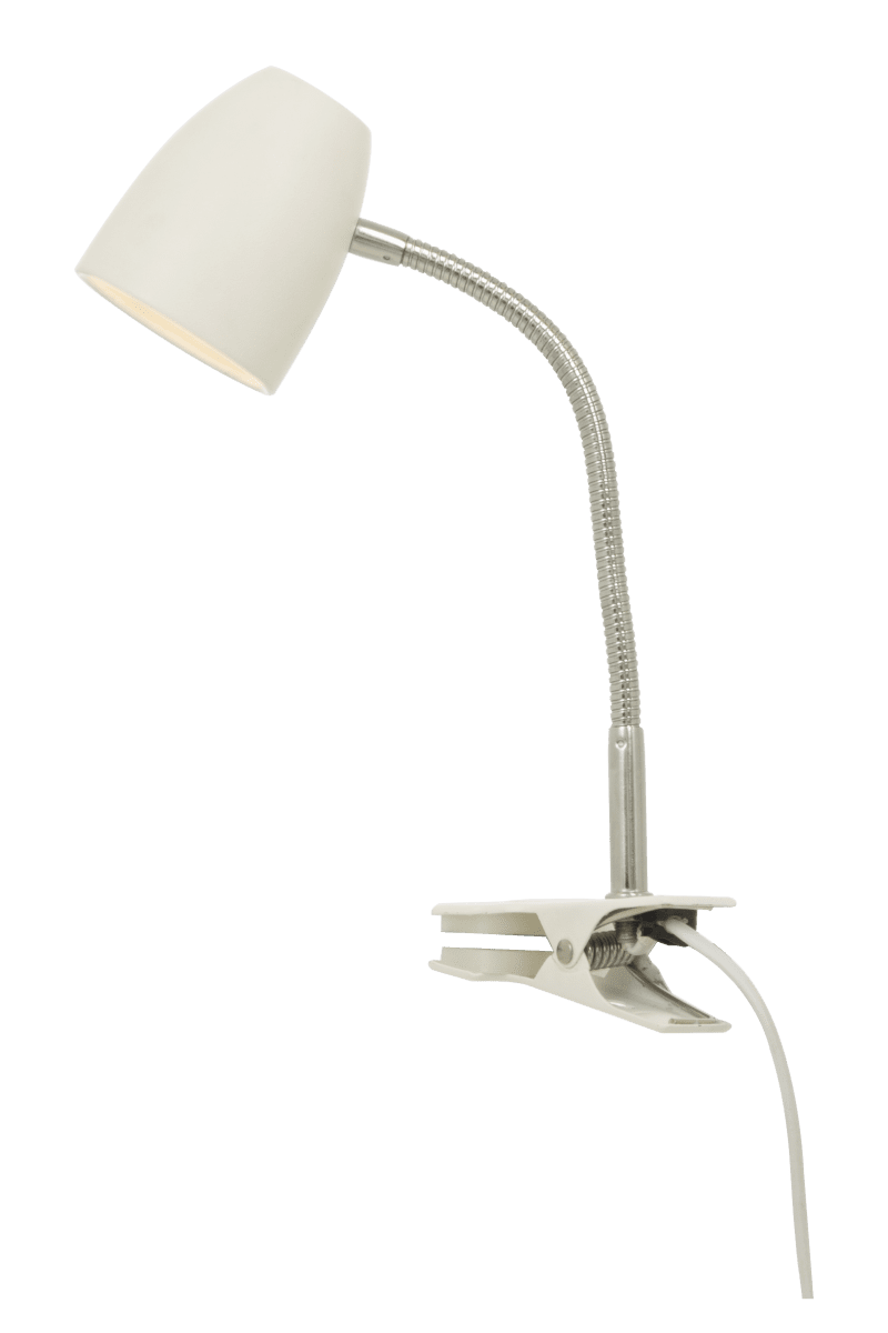 Sandnes Blanc lampe à pince De Aneta Lighting - Lampe à pince Sandnes en métal laqué blanc avec détails chromés.