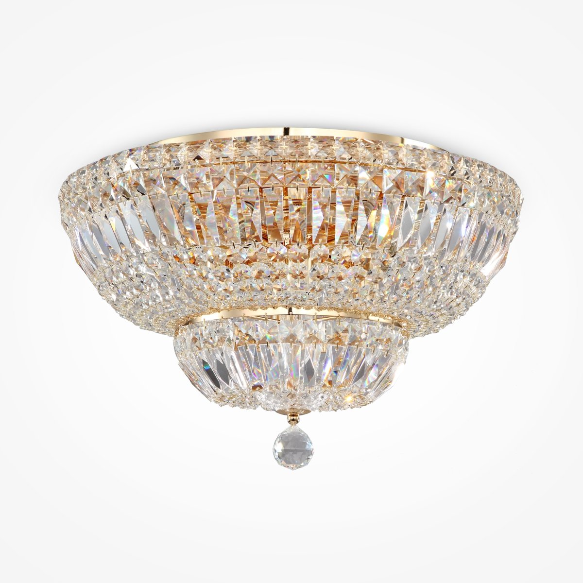 Basfor Ø45 Or cristal De Maytoni - Ce plafonnier en cristal est parfait pour tous ceux qui souhaitent ajouter une touche de glamour et d'exclusivité à leur maison, en particulier dans le salon, la salle à manger ou l'entrée.
