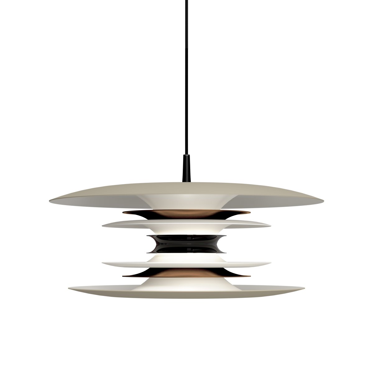 Diablo Ø50 Sable/bronze suspension De Belid - Cette suspension diffuse une lumi&egrave;re agr&eacute;able et tamis&eacute;e et convient parfaitement au-dessus de la table &agrave; manger ou dans d'autres pi&egrave;ces de la maison o&ugrave; style et fonctionnalit&eacute; sont recherch&eacute;s.