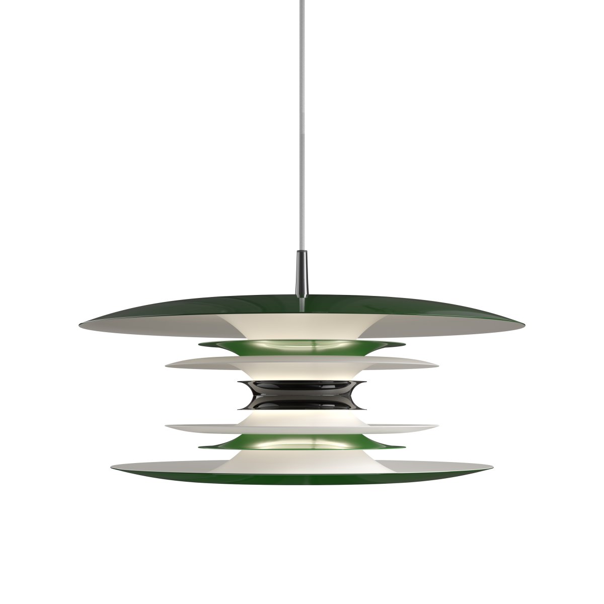 Diablo Ø50 Vert suspension De Belid - Cette suspension diffuse une lumi&egrave;re agr&eacute;able et tamis&eacute;e et convient parfaitement &agrave; une utilisation au-dessus de la table &agrave; manger ou dans d'autres pi&egrave;ces de la maison o&ugrave; style et fonctionnalit&eacute; sont recherch&eacute;s.