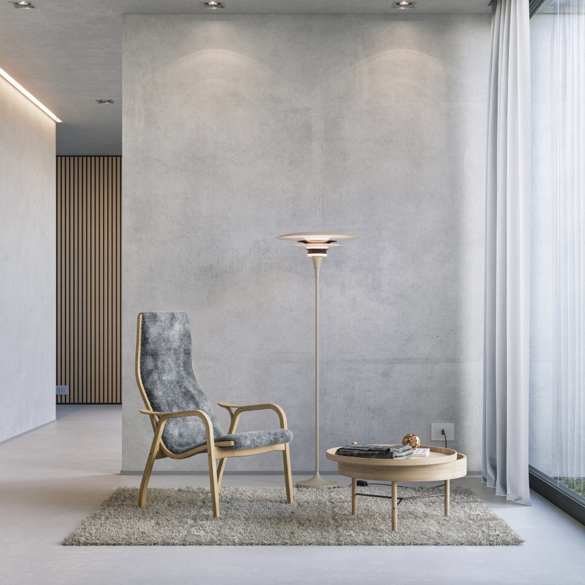 Diablo Ø50 Sable/bronze lampadaire De Belid - Disponible en plusieurs combinaisons de couleurs, il arbore notamment un m&eacute;lange saisissant de beige sable et de bronze, qui lui conf&egrave;re une allure &agrave; la fois moderne et spectaculaire.