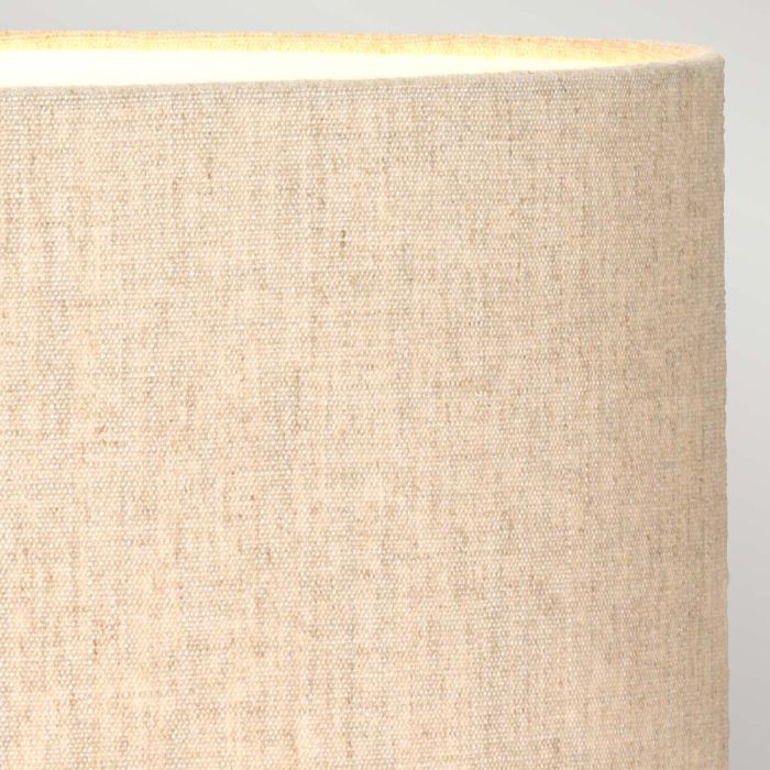 Rufus 48cm Bronze lampe de table De Elstead Lighting - L'abat-jour ovale, en jute naturel laminé, diffuse une lumière douce et agréable et crée une ambiance chaleureuse.