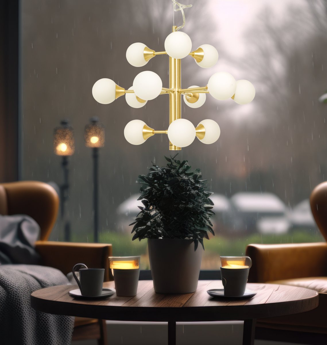 Cosmos Ø50 Laiton mat suspension De Aneta Lighting - Coupelle de plafond en laiton pour suspension à crochet et bornier, la prise de lampe est facile à installer.