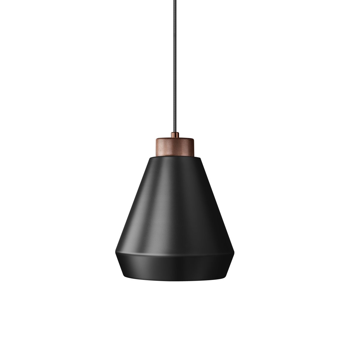 Edge Ø25 Noir suspension De Herstal - D&eacute;couvrez le design &eacute;l&eacute;gant et industriel de la suspension Edge en noir avec d&eacute;tails cuivr&eacute;s.