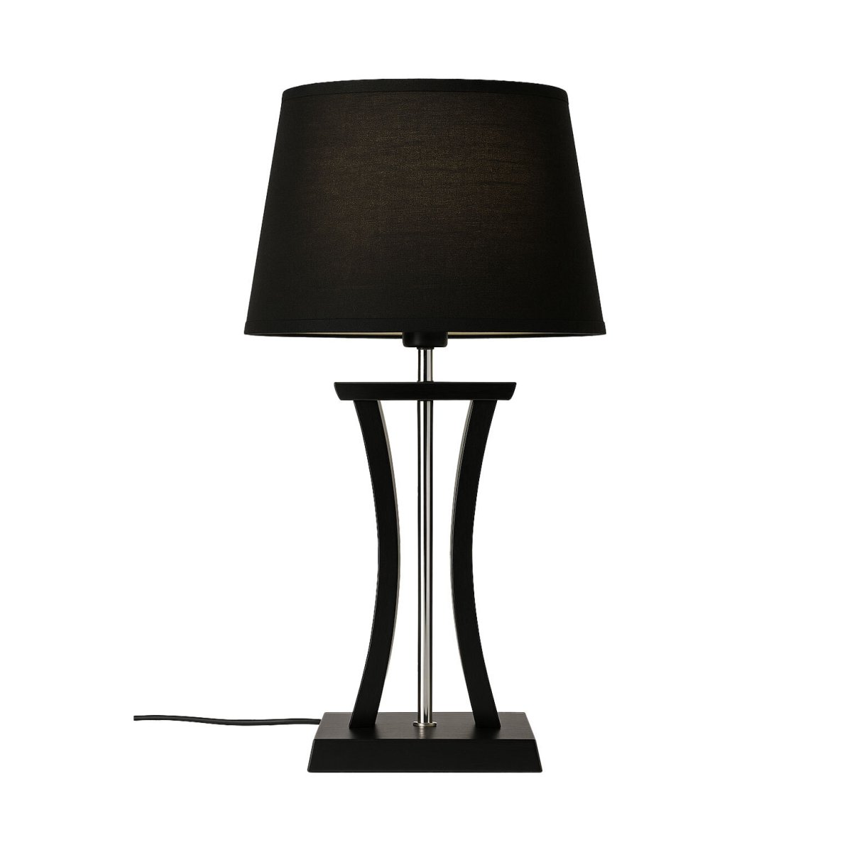 Pilastro 48cm Noir lampe de table De Lampan - Avec son &eacute;l&eacute;gant abat-jour en textile noir et sa base en m&eacute;tal unique, il fait une impression &eacute;l&eacute;gante, que vous le placiez dans le salon, la chambre ou sur le balcon.