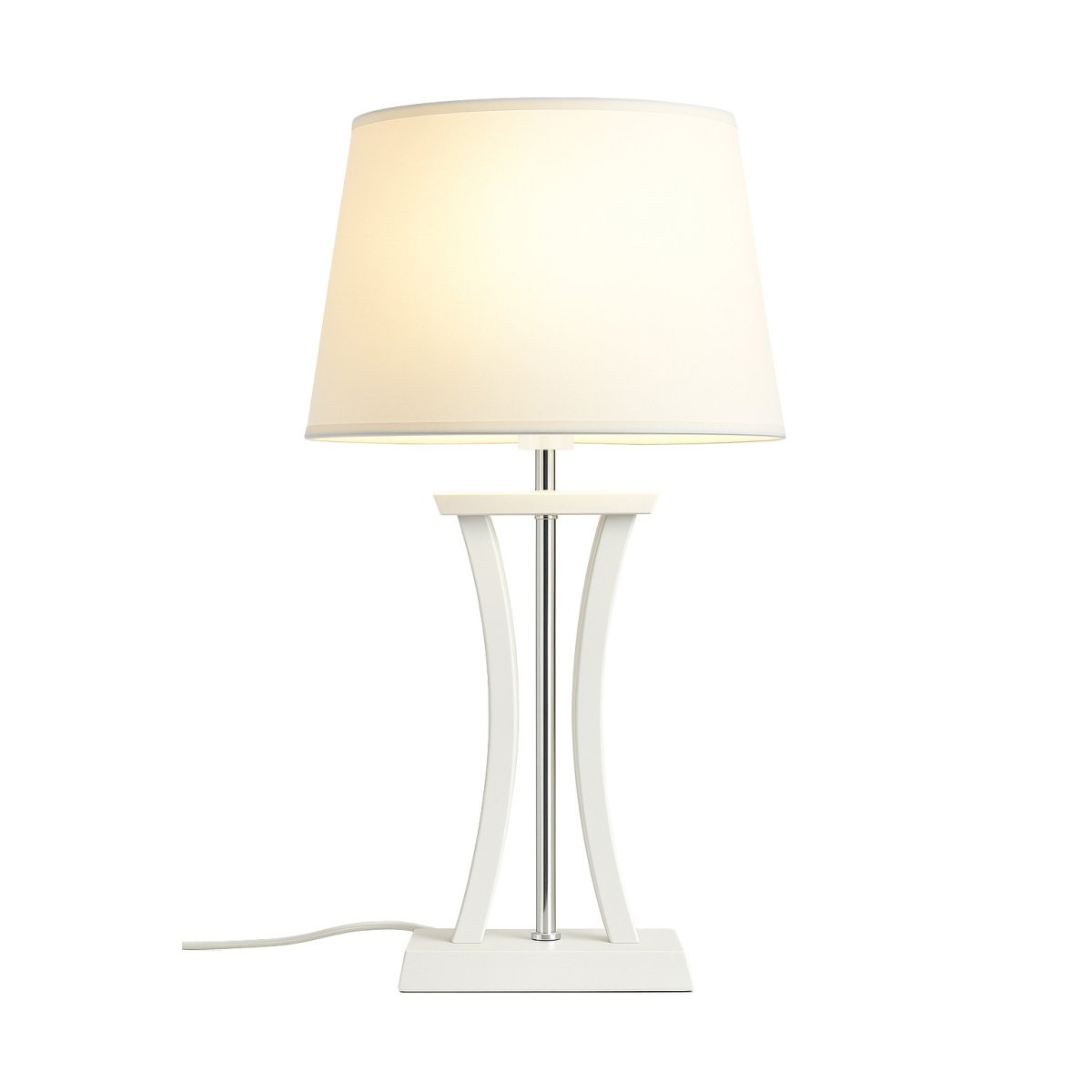 Pilastro 48cm Blanc lampe de table De Lampan - Avec son &eacute;l&eacute;gant abat-jour textile blanc ovale et sa base en m&eacute;tal unique, il fait une impression &eacute;l&eacute;gante, que vous le placiez dans le salon, la chambre ou sur le balcon.
