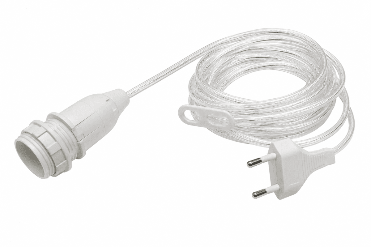 Cordon de lampe 5m avec interrupteur et prise Transparent De Nordic Lighting - Support de câble pratique et sécurisé avec câble transparent pour suspendre facilement votre étoile de Noël ou autre décoration lumineuse.