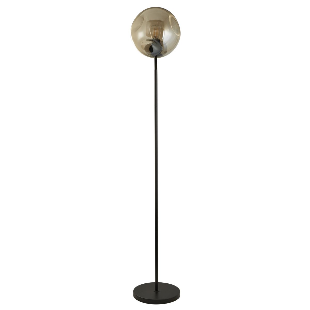 Punch Champagne lampadaire De Searchlight - Le verre légèrement concave, associé à la structure en métal noir, forme un contraste moderne et élégant qui s'intègre harmonieusement à de nombreux styles de décoration.