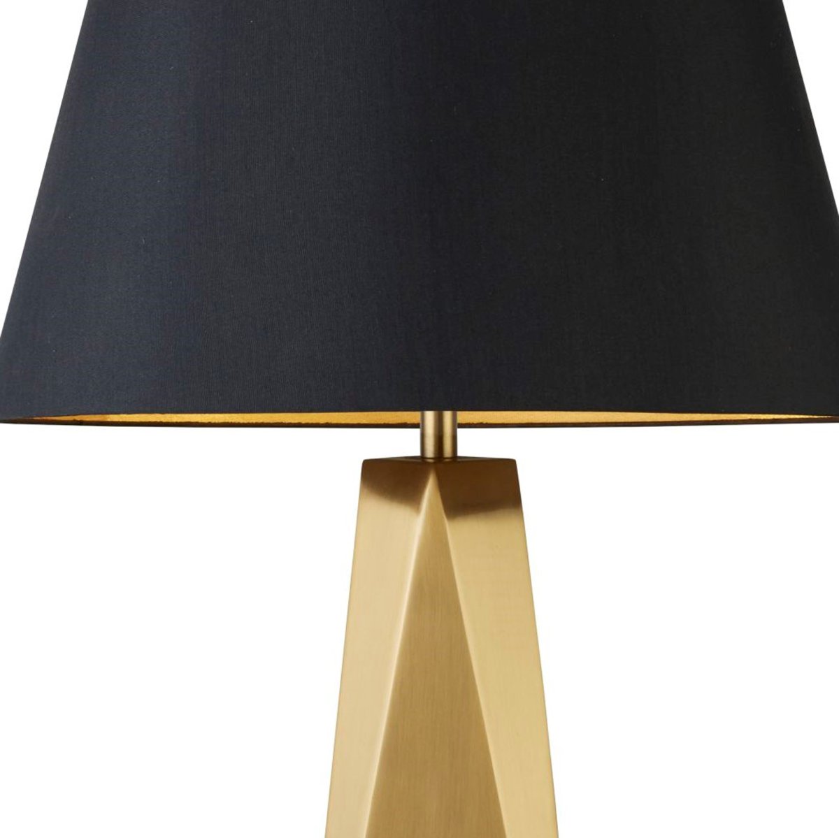 Maldon 58cm Or lampe de table De Searchlight - La base prismatique de couleur dorée est finie avec un abat-jour noir moderne avec un intérieur de couleur dorée et ajoute une touche de glamour à votre maison.