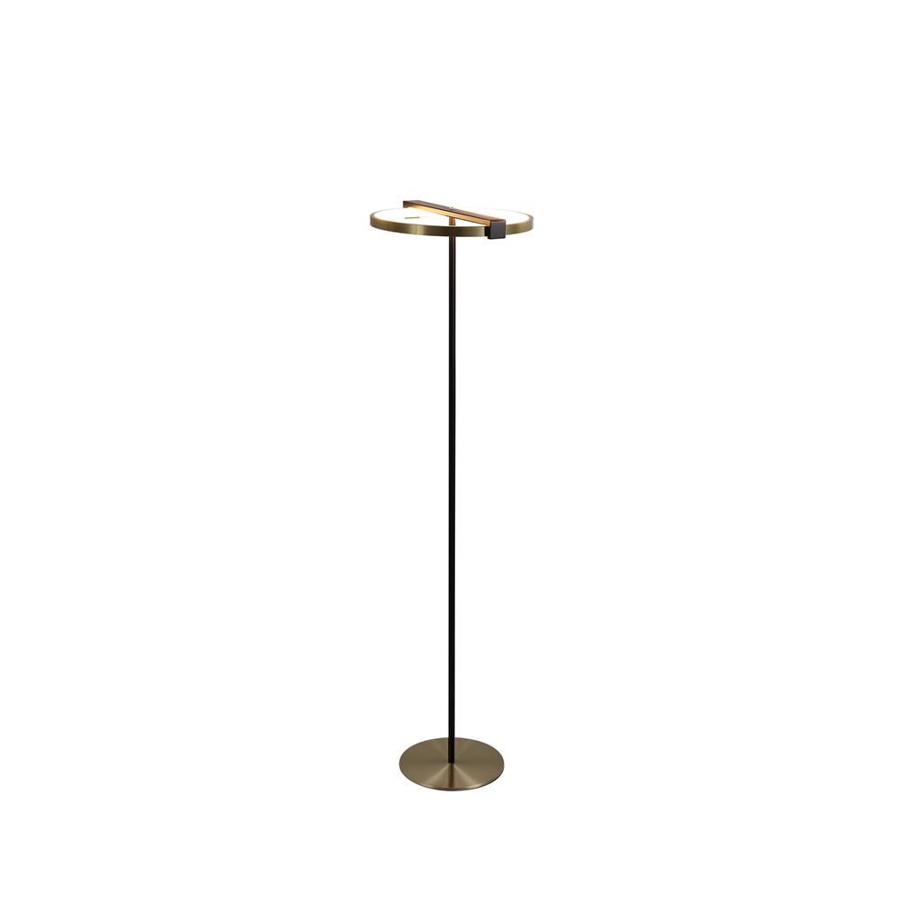 Aerial Laiton/noir lampadaire De Searchlight - Aerial est un lampadaire &eacute;l&eacute;gant et moderne aux contrastes raffin&eacute;s de laiton satin&eacute; et de m&eacute;tal noir.