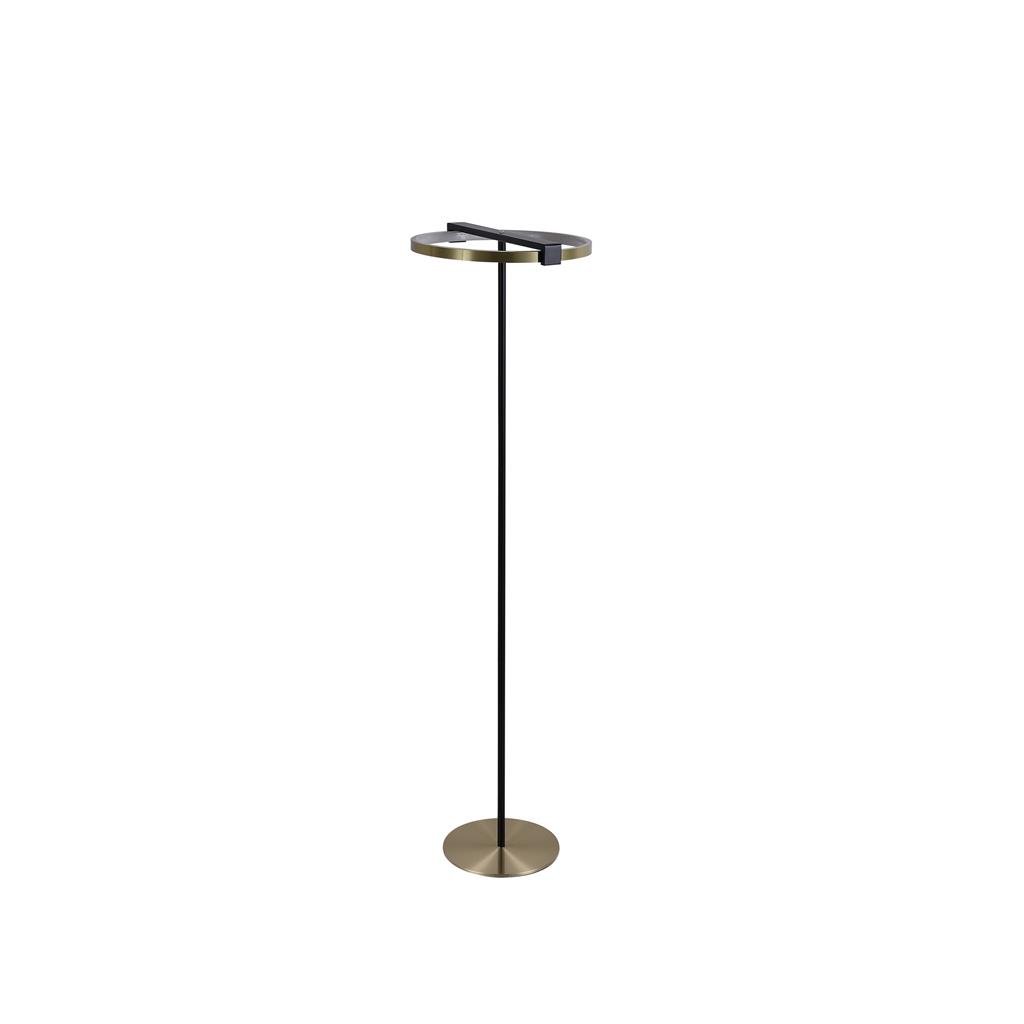 Aerial Laiton/noir lampadaire De Searchlight - Aerial est un lampadaire &eacute;l&eacute;gant et moderne aux contrastes raffin&eacute;s de laiton satin&eacute; et de m&eacute;tal noir.