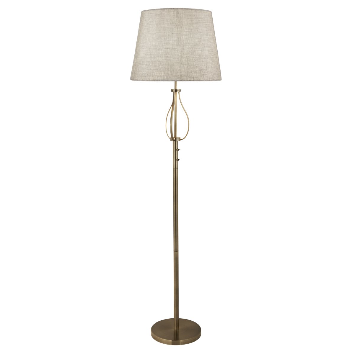 Vegas Laiton antique lampadaire De Searchlight - Avec sa finition en laiton antique et son abat-jour élégant inspiré du lin, la lampe fournit une lumière douce et agréable qui crée une atmosphère chaleureuse dans votre maison.