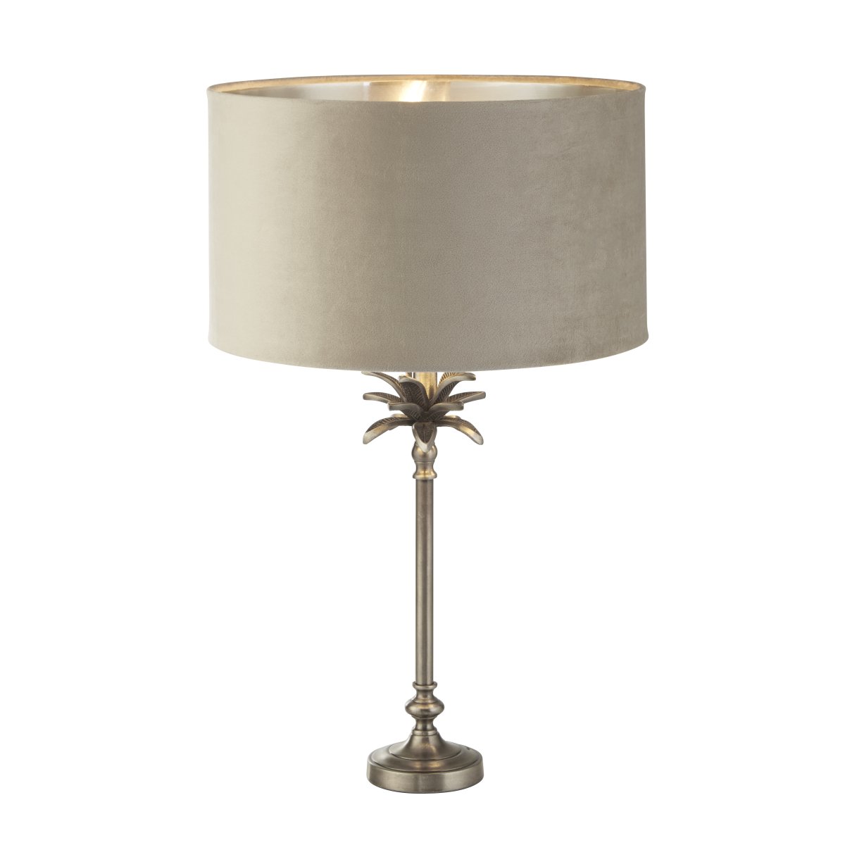Palm 45cm Taupe lampe de table De Searchlight - Avec un angle d'inclinaison réglable de 6 degrés, la lampe offre la flexibilité de diriger la lumière et de créer l'atmosphère parfaite, ainsi que de concentrer l'éclairage là où vous en avez le plus besoin.