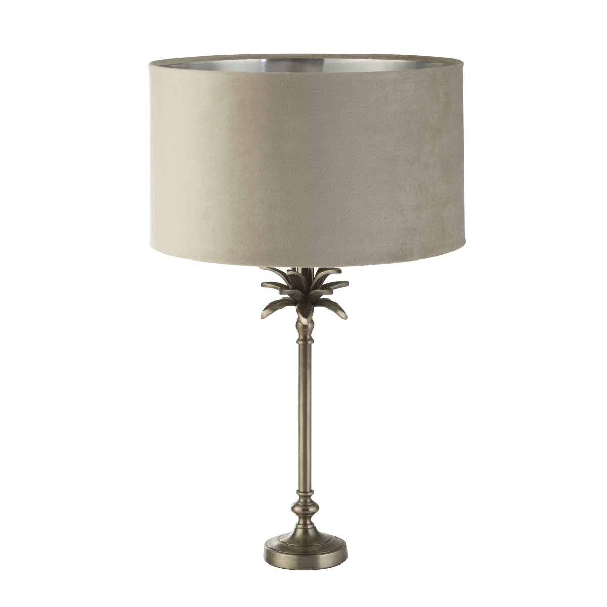 Palm 45cm Taupe lampe de table De Searchlight - Avec un angle d'inclinaison réglable de 6 degrés, la lampe offre la flexibilité de diriger la lumière et de créer l'atmosphère parfaite, ainsi que de concentrer l'éclairage là où vous en avez le plus besoin.