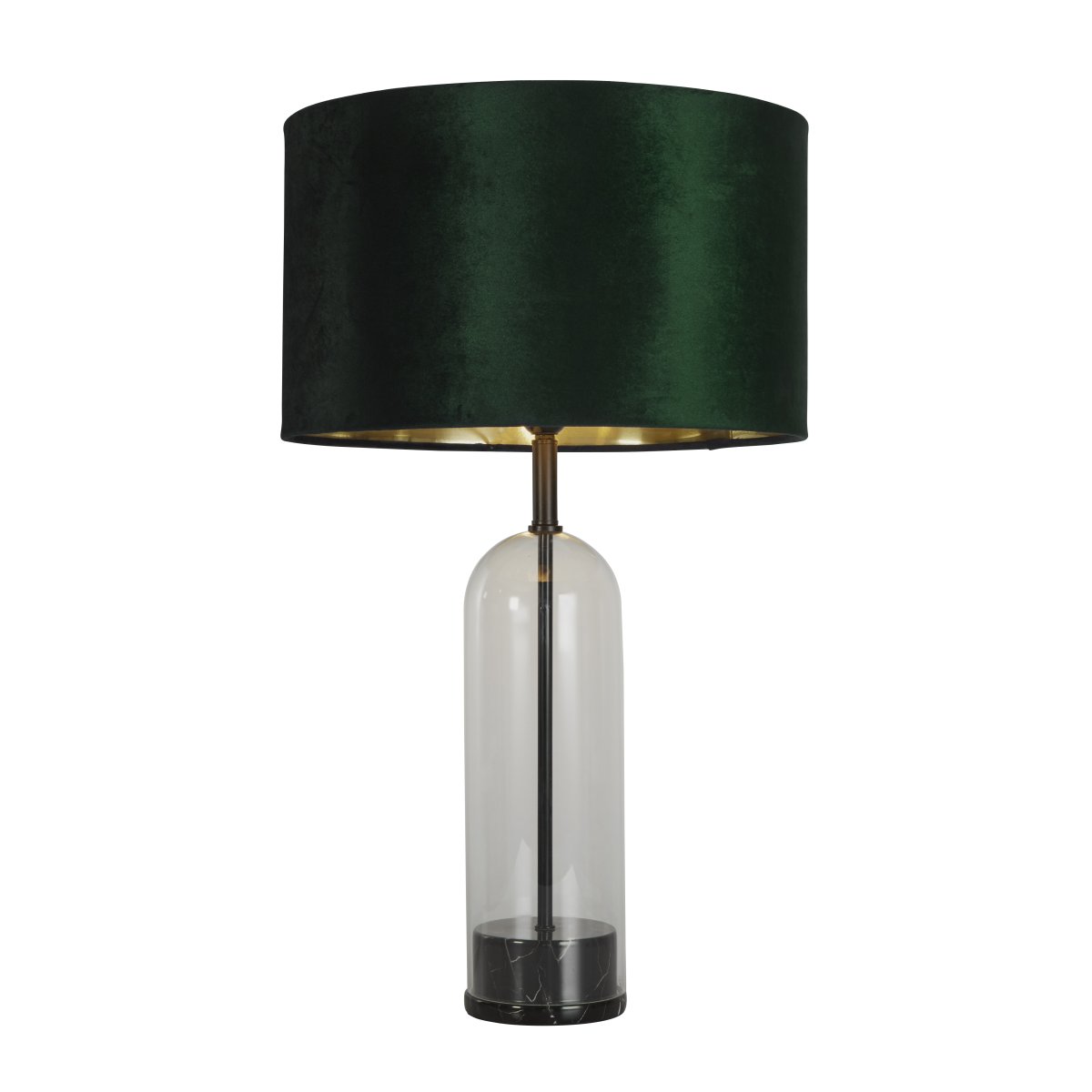 Oxford 44cm Vert lampe de table De Searchlight - La lampe de table Oxford avec son abat-jour vert intemporel et son int&eacute;rieur dor&eacute; offre une &eacute;l&eacute;gante combinaison de verre, de m&eacute;tal noir et de marbre.