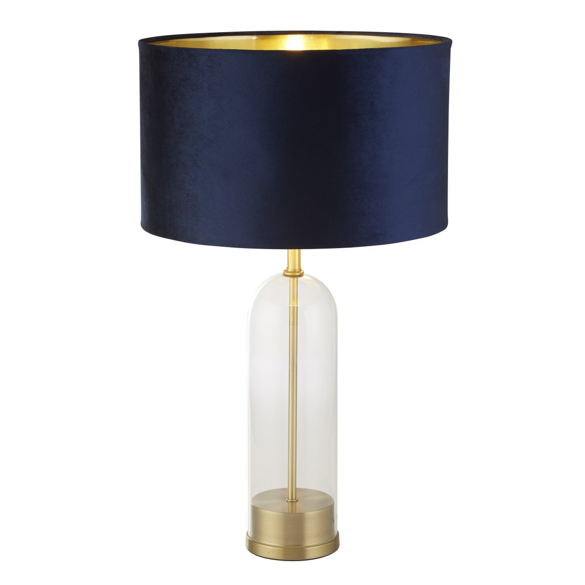 Oxford 44cm Bleu lampe de table De Searchlight - Avec une base impressionnante en verre et en laiton, la lampe respire &agrave; la fois la durabilit&eacute; et l'&eacute;l&eacute;gance, ajoutant un charme intemporel &agrave; n'importe quelle pi&egrave;ce.