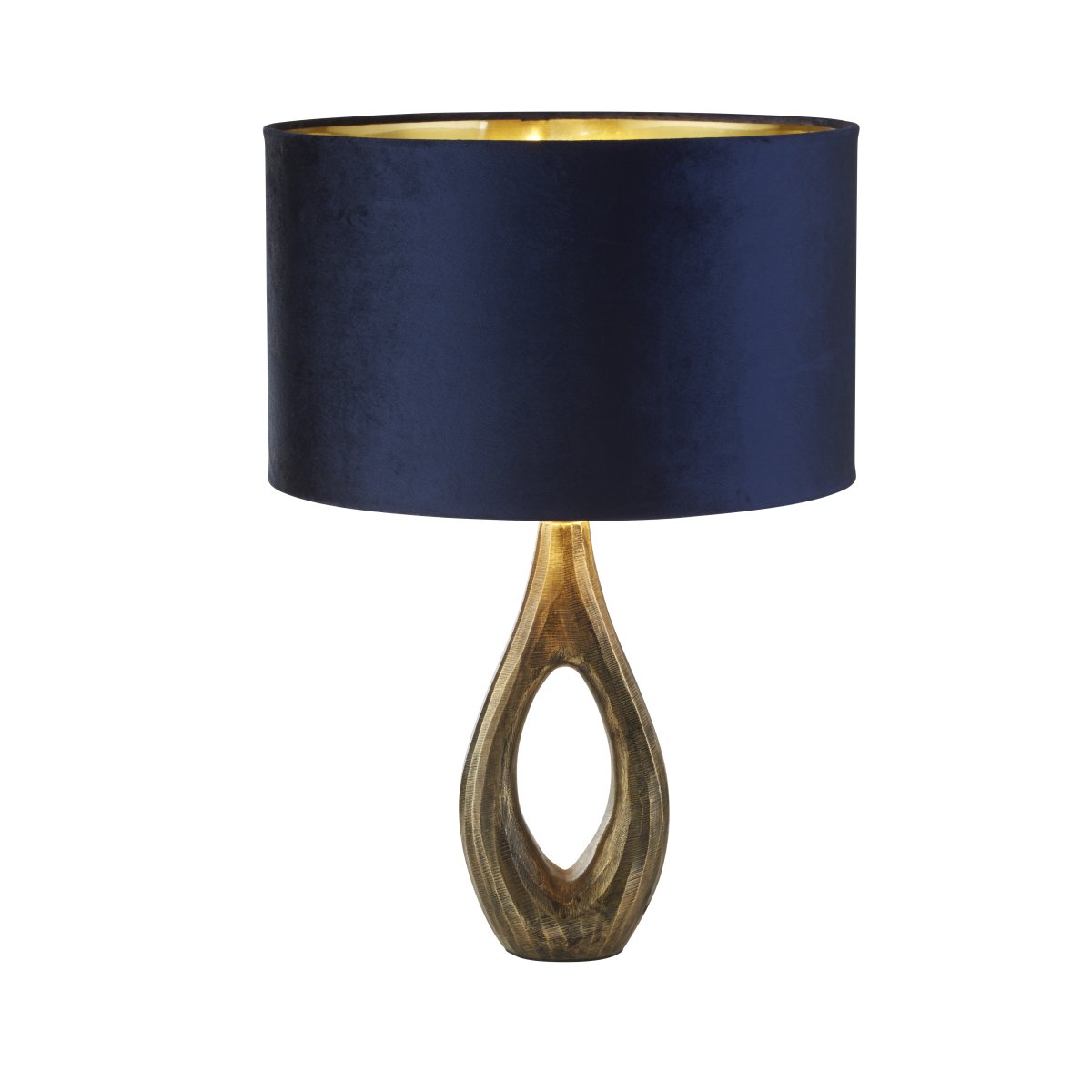 Bucklow 40cm Bleu foncé lampe de table De Searchlight - Le design sophistiqué de la lampe transmet un sentiment de style sophistiqué et crée une lumière chaude et douce, parfaite pour créer une atmosphère accueillante dans le salon ou la chambre.