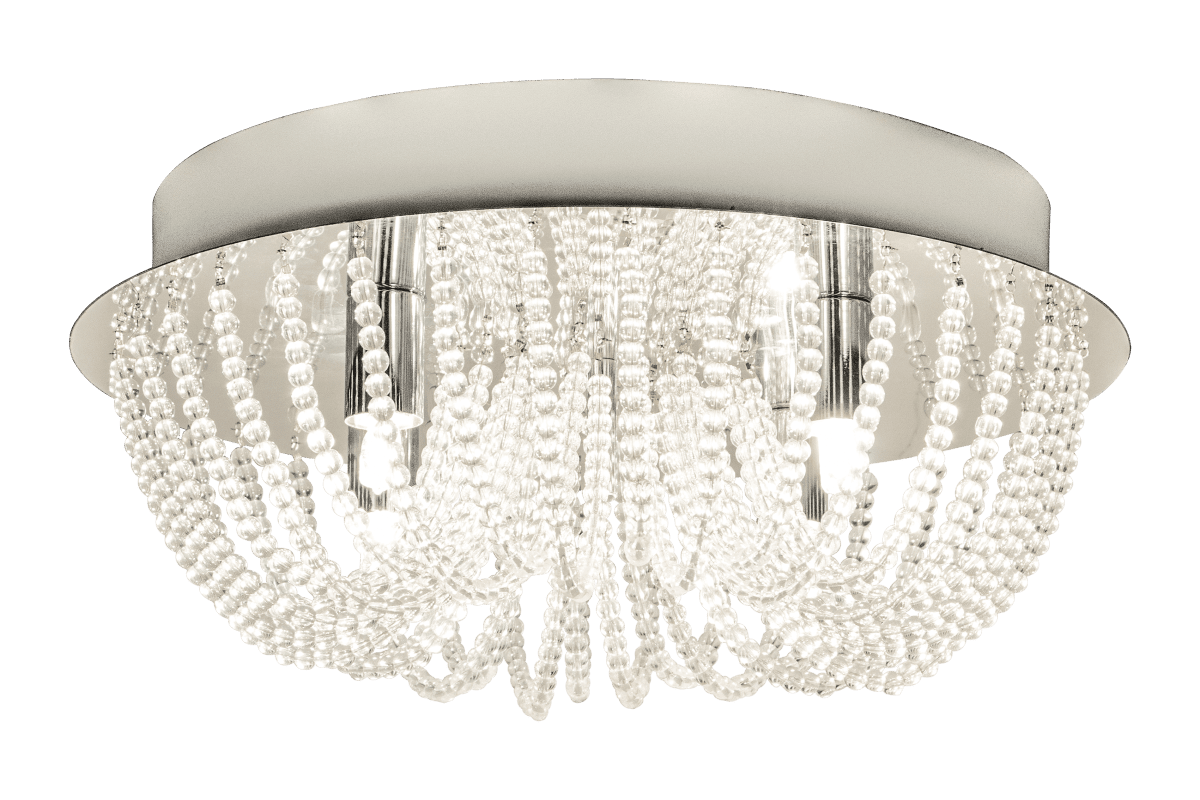 Singoalla Ø35 Chrome plafonnier De Aneta Lighting - Les prismes entourent les sources lumineuses et cr&eacute;ent une atmosph&egrave;re agr&eacute;able dans la pi&egrave;ce lorsque la lampe est allum&eacute;e.