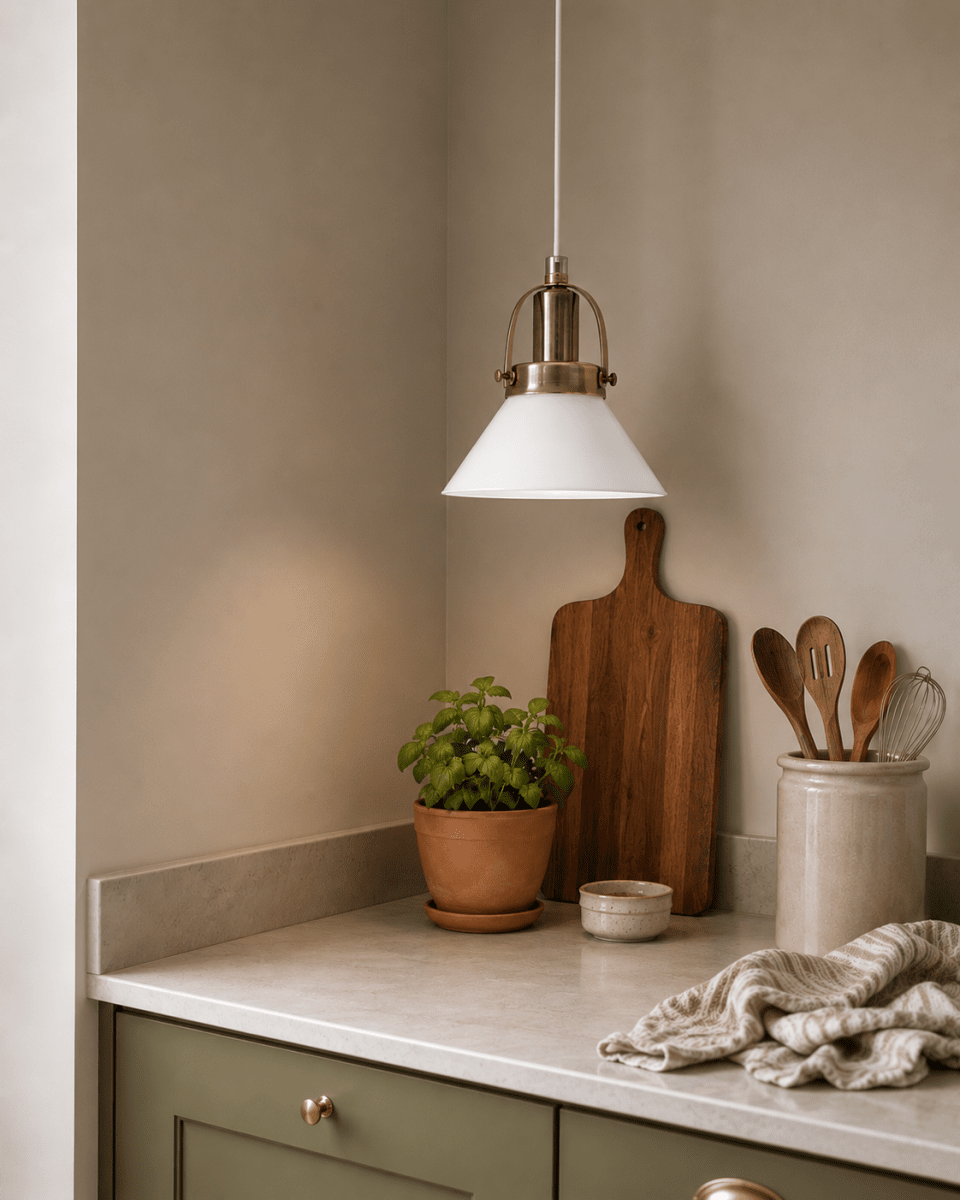 Mäster Ø15 Laiton antique/blanc lampe de fenêtre De Lampan - La lampe est fournie avec un c&acirc;ble d'alimentation blanc de 3,5 m et une prise.