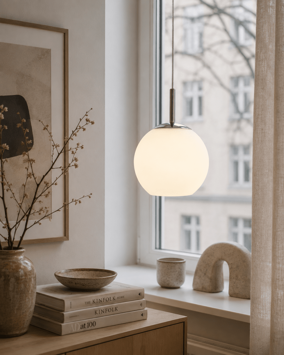 Globi Ø15 Chrome/blanc lampe de fenêtre De Nordic Lighting - La lampe de fen&ecirc;tre Globi est un luminaire &eacute;l&eacute;gant et moderne qui cr&eacute;e une ambiance chaleureuse et accueillante dans n'importe quelle pi&egrave;ce.