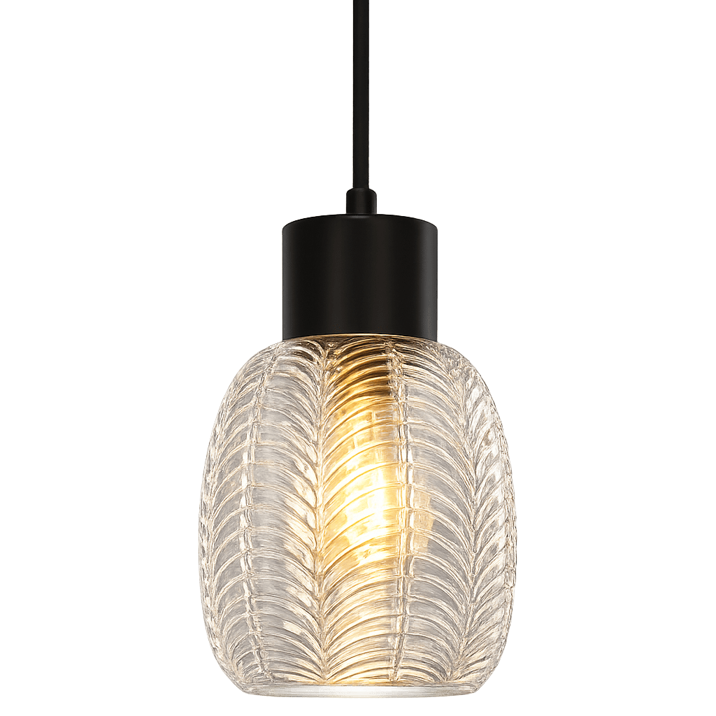 Tabaco Ø14 Transparent/noir lampe de fenêtre De Lampan - La suspension est fournie avec un c&acirc;ble textile noir de 3,5 m et une prise secteur.
