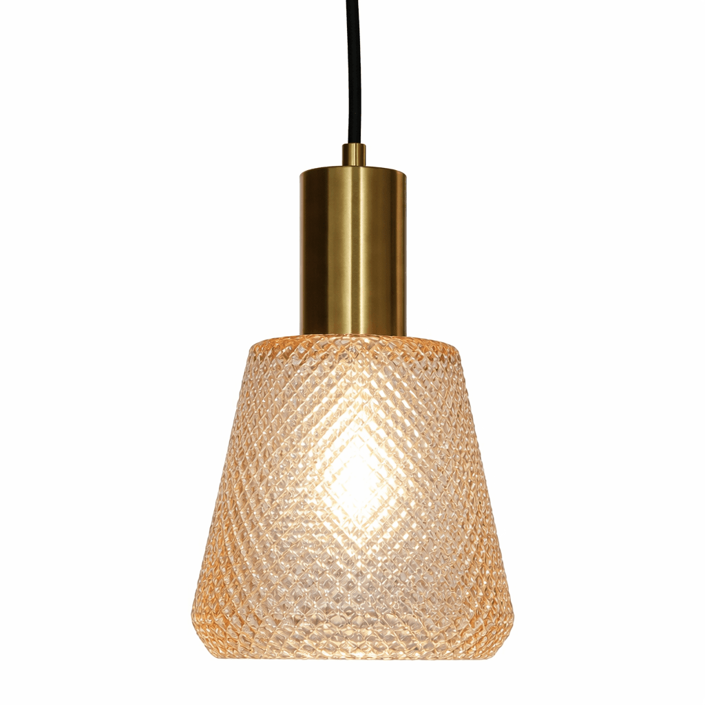 Daimon Ø15 Ambre lampe de fenêtre De Lampan - L'applique est fournie avec un c&acirc;ble textile noir de 3,5 m, un interrupteur et une prise.